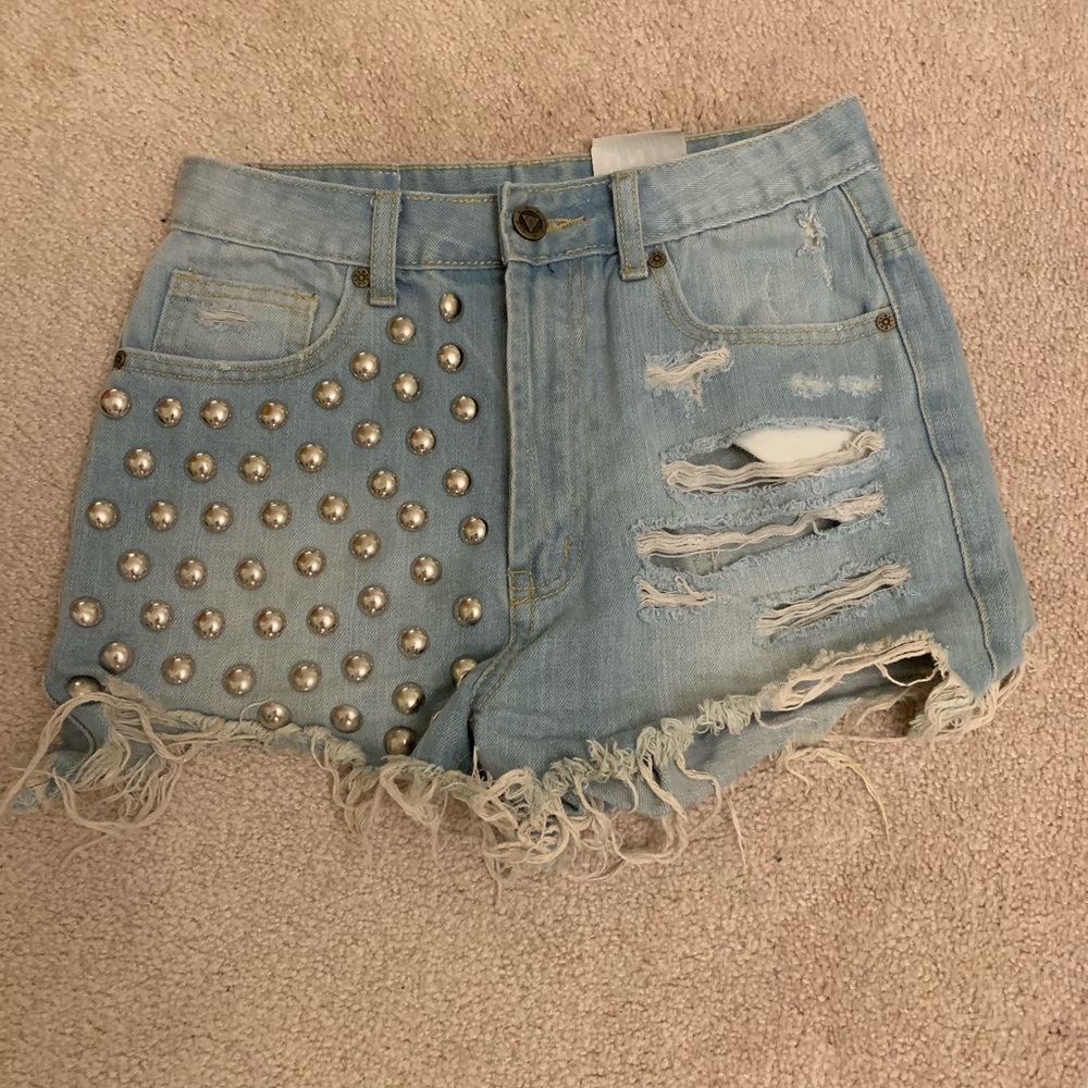 UNIF Jean shorts with studs
